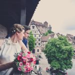 Brautbilder mit Nuernberger Impressionen im Hintergrund fotografiert von dem Hochzeits Fotograf Nuernberg!